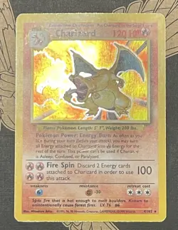 Pokemon Base Set Charizard 4/102 Holo Rare Unlimited Card WOTC MP Condition - Image 2