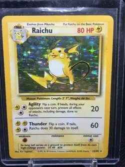 Pokemon TCG Raichu Base Set Holo Rare Card 14/102 Unlimited LP - Image 1