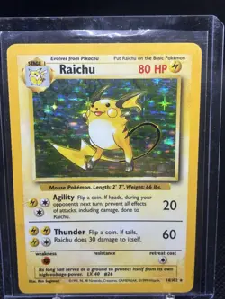 Pokemon TCG Raichu Base Set Holo Rare Card 14/102 Unlimited LP - Image 2