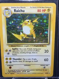 Pokemon TCG Raichu Base Set Holo Rare Card 14/102 Unlimited LP - Image 3