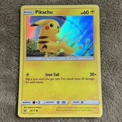 Pikachu 28/73 NM Holo Cool Foil Bleed Shining Legends Rainbow Art Pokemon Card! - Image 1