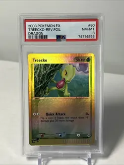 Pokemon Card Treecko 80/97 Reverse Holo Foil EX Dragon PSA 8 MINT - Image 1