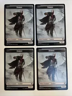 4x Mtg Commander Legends Zombie Token NM/M Magic The Gathering - Image 1