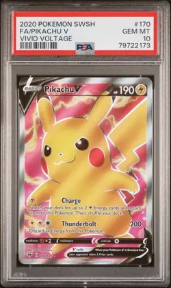 PSA 10 Pikachu V 170/185 Pokemon Sword Shield Vivid Voltage Full Art Holo - Image 1