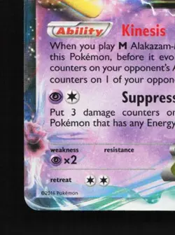 Alakazam-EX 25/124 LP Fates Collide English Pokemon Card TCG - Image 2