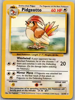 Pidgeotto 22/102 Non Holo Base Set - Pokemon Card - LP - Image 1