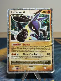 Lucario Lv. X DP12 Diamond and Pearl Black Star Promo Ultra Rare Pokemon Damaged - Image 1