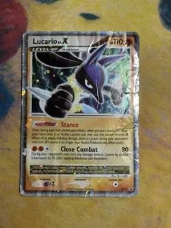 Lucario Lv. X DP12 Diamond and Pearl Black Star Promo Ultra Rare Pokemon Damaged - Image 2