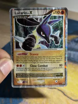 Lucario Lv. X DP12 Diamond and Pearl Black Star Promo Ultra Rare Pokemon Damaged - Image 3