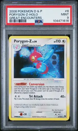 2008 POKEMON DIAMOND & PEARL GREAT ENCOUNTERS #6 PORYGON-Z-HOLO PSA 9 - Image 1
