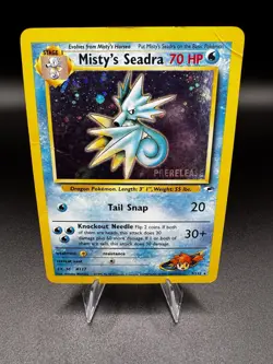 Pokemon TCG Misty's Seadra Pre Release Holo Vintage 9/132 Gym Heroes Heavy Play - Image 1