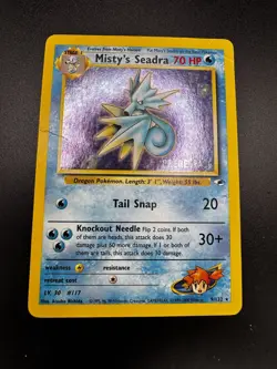 Pokemon TCG Misty's Seadra Pre Release Holo Vintage 9/132 Gym Heroes Heavy Play - Image 3