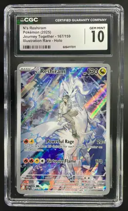 2025 Pokemon S&V Journey Together N's Reshiram IR CGC 10 Gem Mint #167/159 - Image 1