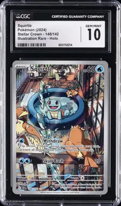 2024 POKEMON STELLAR CROWN ILLUSTRATION RARE HOLO #148 SQUIRTLE CGC 10 GEM MINT - Image 1