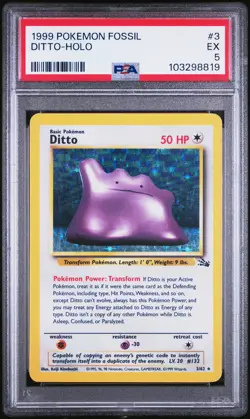 1999 POKEMON FOSSIL #3 DITTO-HOLO PSA 5 - Image 1