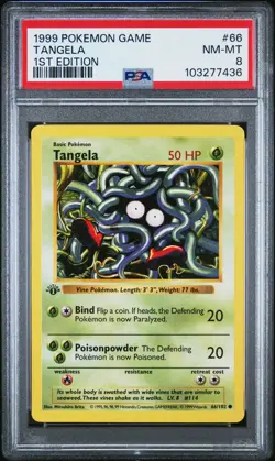 1999 POKEMON BASE SET 1ST EDITION #66 TANGELA PSA 8 - Image 1