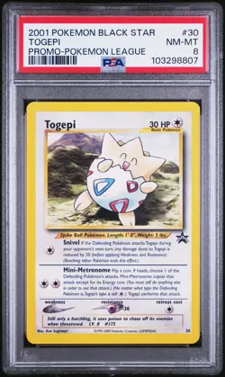 2001 POKEMON PROMO BLACK STAR POKEMON LEAGUE #30 TOGEPI PSA 8 - Image 1