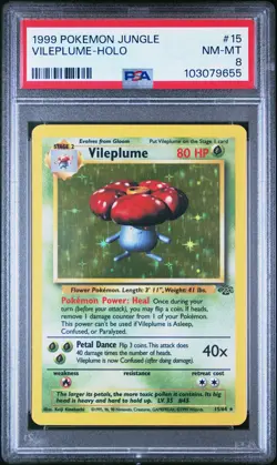 1999 POKEMON JUNGLE #15 VILEPLUME-HOLO PSA 8 - Image 1
