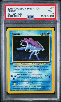 2001 POKEMON NEO REVELATION 1ST ED #27 SUICUNE PSA 9 - Image 1