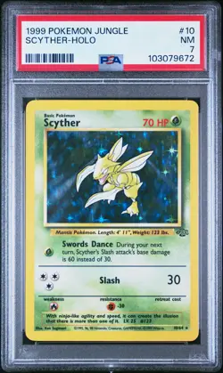 1999 POKEMON JUNGLE #10 SCYTHER-HOLO PSA 7 - Image 1