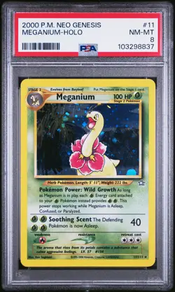 2000 POKEMON NEO GENESIS #11 MEGANIUM-HOLO PSA 8 - Image 1