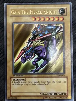 YuGiOh Gaia the Fierce Knight LOB-006 1st Edition Ultra Rare good Asian eng - Image 1