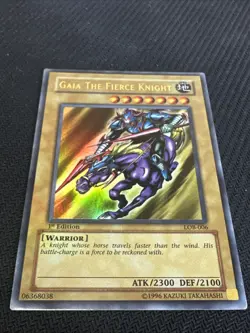 YuGiOh Gaia the Fierce Knight LOB-006 1st Edition Ultra Rare good Asian eng - Image 3