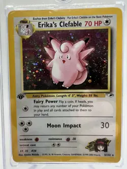 Pokemon TCG Erika's Clefable Gym Heroes Holo Card 3/132 1st Edition Holo Rare - Image 1