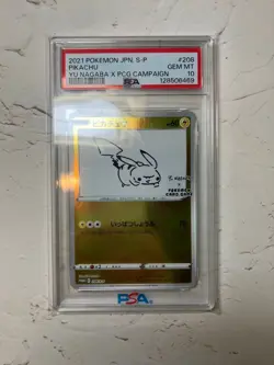 PSA 10 GEM MINT Pikachu YU NAGABA Promo 208/S-P Japanese Pokemon Card - Image 1