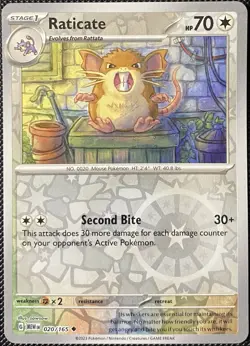 Raticate 020/165 Sv: Scarlet & Violet 151 Reverse Holo - Pokemon Card - Image 1