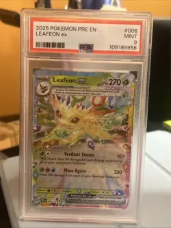 2025 POKEMON PRE EN-PRISMATIC EVOLUTIONS #006 LEAFEON EX PSA 9 - Image 1