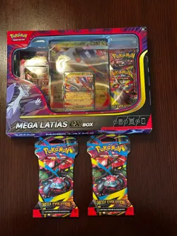 Pokemon TCG Mega Evolution Mega Latias EX Box *PLUS 2 Sleeved Packs - Image 1
