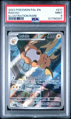 2023 POKEMON PAL EN RAICHU ILLUSTRATION RARE #211 PSA MINT 9 - Image 1
