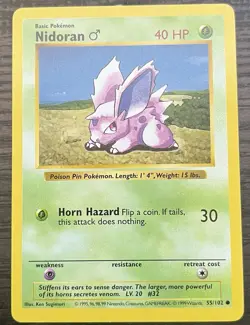 Shadowless Nidoran M 055/102 Pokemon TCG WOTC Base Set MINT - Image 1