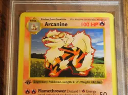 Pokemon 1999 1st Edition Shadowless Base Arcanine rare card, PSA 9 - Image 2