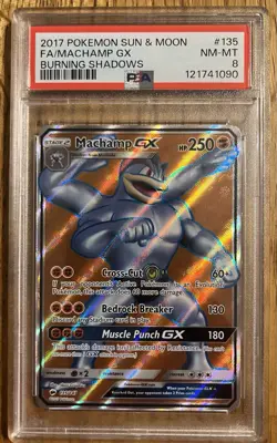 Pokemon Machamp GX Holo Full Art Ultra Rare Card Burning Shadows 135/147 Psa 8 - Image 1