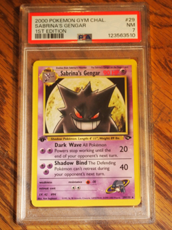 Pokemon 1st Edition Gym Challenge Sabrina's Gengar rare card, PSA 7 - Image 1