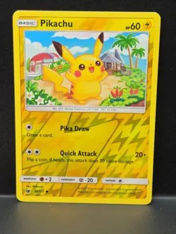 Pokemon Pikachu TCG Reverse Holo Card 30/111 Sm-Crimson Invasion - Image 1