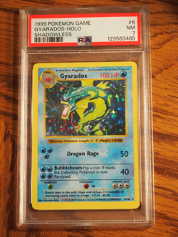 Pokemon 1999 Shadowless Base Gyarados rare foil card, PSA 7 - Image 1