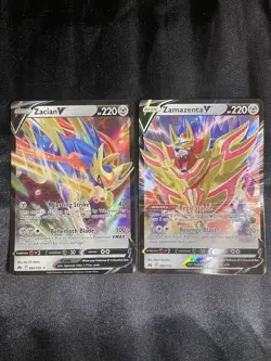 Pokemon TCG 2 Card V Lot, Zamazenta v #98, Zacian #95 Crown Zenith NM Eng - Image 1