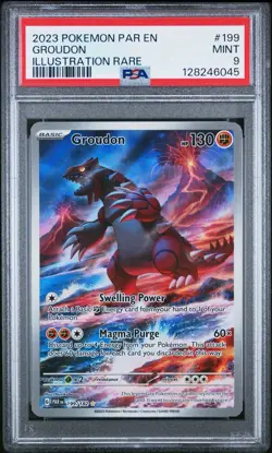 PSA 9 MINT Groudon 199/182 Paradox Rift Illustration Rare Holo Pokemon Card - Image 1