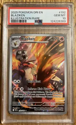 Pokemon TCG Blaziken Illustration Rare Card #192/182 Destined Rivals PSA 10 - Image 1