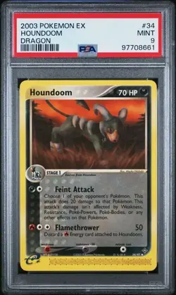 PSA 9 HOUNDOOM EX DRAGON 34 2003 POKEMON MINT - Image 1
