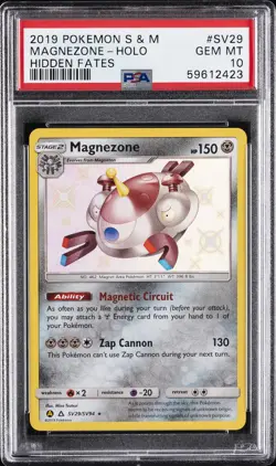 2019 POKEMON SUN & MOON HIDDEN FATES #SV29 MAGNEZONE-HOLO PSA 10 - Image 1