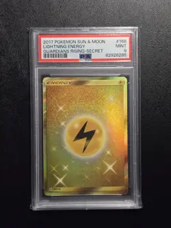 2017 POKEMON SUN & MOON GUARDIANS RISING SECRET #168 LIGHTNING ENERGY PSA 9 - Image 1
