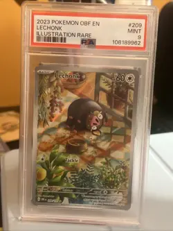 2023 POKEMON OBF EN-OBSIDIAN FLAMES ILLUSTRATION RARE #209 LECHONK PSA 9 - Image 1