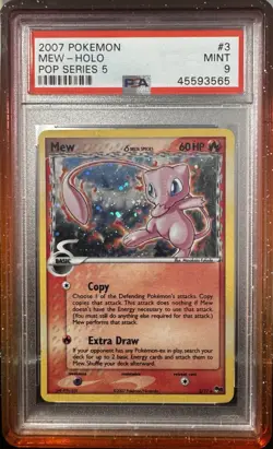 2007 POKEMON POP SER 5 INVERTED BACK #3 MEW-HOLO PSA 9 - VERY LOW POP - Image 1