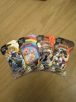 Pokemon TCG Sun & Moon Cosmic Eclipse Art Set Sleeved Booster Pack 4x - Image 1