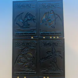 Yugioh 1996 Hard Plastic Card - Dark Magician, Blue Eyes White Dragon, - Image 1