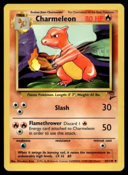 Charmeleon 35/130 Pokemon Card Base Set 2 Uncommon 80 HP Lightly Played G11 - Image 1